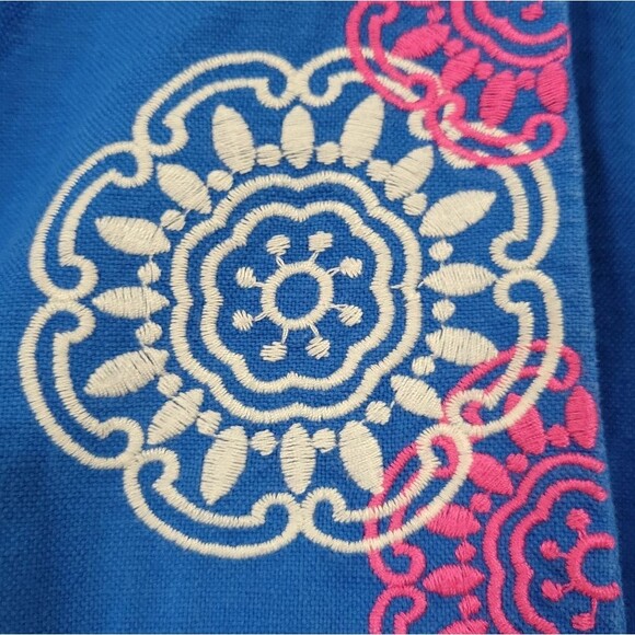 Boden Anville Linen Blend Embroidered Wrap Skirt in Bold Blue Size 10 - Picture 4 of 10